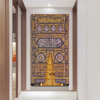 Décor à la maison portes dorées Kaaba arabe affiche coran imprime des photos Cuadros musulman islamique mur Art toile peinture cadre acrylique