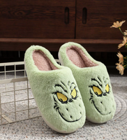 Noël Halloween hiver pantoufles en peluche avec rembourrage intérieur chaud pantoufles en peluche