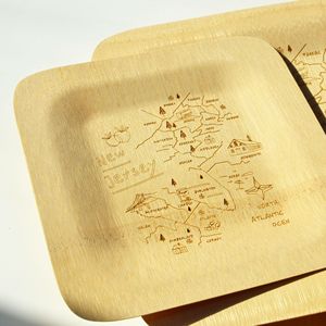 Disposable Bamboo Plates Square 1.5MM Thickness Customizable Pattern Takeaway Cutlery Set - Product Image 3