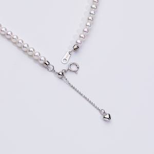 Venta al por mayor collar de perlas de bebé blanco 40 + 3cm ajustable agua dulce Akoya Strand 925 Cierre de plata esterlina - Product Image 5