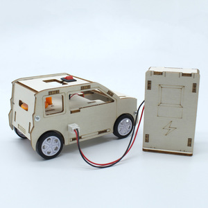 Wooden Electric Car Kit With Charger STEM Science Education Toy For Kids Age 7 9Y Manual Control Wooden <b>Model</b> <b>Building</b> Set - Product Image 1