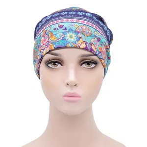 Fashion Female Cotton Turban Chemo Hat Muslim Double Sided Satin Beanie Head Scarf Hijab Female Mussulman Turbans Headbands