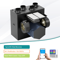 Ventilateur de récupération de chaleur (ERV/HRV) vertical mural ou au sol avec chauffage PTC, bypass, purification à 99 %, application Tuya, faible espacement entre les points de ventilation, pour systèmes CVC résidentiels