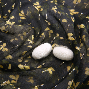 Flores de oro de 9,5 MM 98% siilk 2% metálico jacquard de tela de seda textil tela - Product Image 2