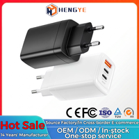 Adaptateur mural intelligent GaN PD 2 Type-C 1 USB-A QC3.0 65W à charge rapide 3 ports avec capteur intelligent pour ordinateur portable