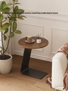 Raf ile katı ahşap Modern ortaçağ tarzı sehpa ve oturma odası ve balkon için mermer masa lüks ev mobilyası - Product Image 2