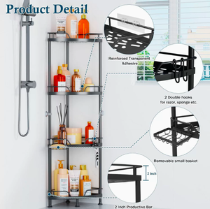 Estantería Metálica de Esquina de Cuatro Niveles, Moderna e Impermeable, para Baño y Ducha - Product Image 3