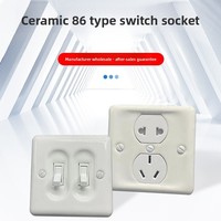 Interruptor de Palanca de Cerámica Retro Tipo 86, Enchufe de Control Simple/Doble, Panel Blanco para Casas de Huéspedes/Hoteles, Montaje en Pared