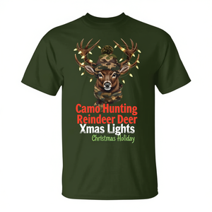 T-shirt de Noël à motifs de rennes et cerfs, idéal pour la chasse et les fêtes - Product Image 2