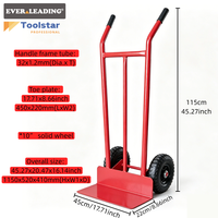 Chariot à plateforme en acier robuste à double poignée, capacité 600 lb, roues pleines de 10 pouces, revêtement poudré, sans entretien, utilitaire