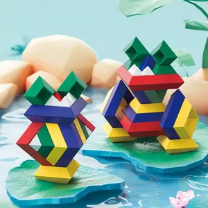 工厂批发制造商abs塑料金字塔拼图积木儿童玩具教育