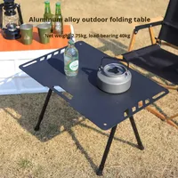 Trépied télescopique en alliage d'aluminium tactique d'extérieur, table pliante, version noire, léger, portable, mobilier d'extérieur