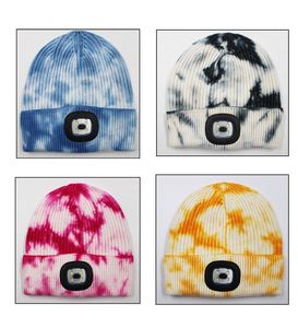 New Design 2026 Winter Outdoor Night Running Beanie <b>Tie</b> Dyed Thick Beanie with LED Lights - Product Image 3