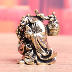 1 Pieza de Latón, Figura Decorativa Retro de Hombre de la Suerte, Anciano Bebudo, Adorno Artesanal para Mesa de Té - Product Image 1