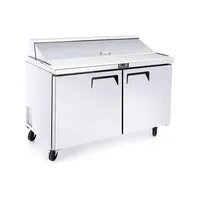 Table de préparation pour sandwichs/salades KLEADONE MSF8302GR 48 pouces à deux sections avec refroidissement direct et refroidissement par air, 2 portes, 12 bacs, 13,4 pi3 Pieds
