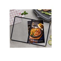 Porte-menus 8,5 x 11 pouces pour restaurant - Lot de 2 porte-menus 2 pages 4 vues en similicuir premium transparent pour café et dossier de livres