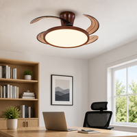 Ventilateur de plafond avec lumière LED BLDC de 36 pouces, style bois de noyer, avec pales cachées et télécommande