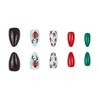Faux Ongles de Noël en Forme de Renne, Courts et Moyens, Faits Main, Rouge et Vert, pour l'Hiver et les Fêtes, Fournisseur en Gros