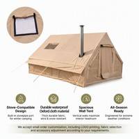 Tente de glamping gonflable de 12 m², bouche de cheminée résistante à la chaleur, toile Oxford imperméable 4 saisons, camping en plein air, logo personnalisé