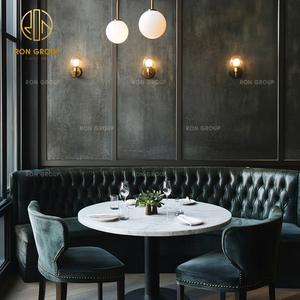 Ensemble de table et de chaises de café-<span class=keywords><strong>restaurant</strong></span> en velours et marbre haut de gamme moderne, canapé, sièges de banquette, meubles pour cafétéria commerciale - Product Image 6