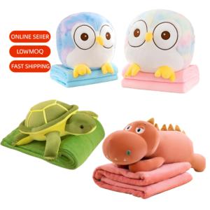 Sınır Ötesi Dış Ticaret Kaplumbağa Kısa Peluş Oyuncak Yastık Yorgan Çift Amaçlı Üçü Bir Arada Klima Yorganı Yastık Minder Uyku Minderi - Product Image 1