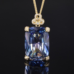 Premium Eco-friendly Copper Gold Plated 20*<b>28mm</b> Colorful Cubic Zirconia Pendant Jewelry Large Colorful Gemstone Necklace - Product Image 3