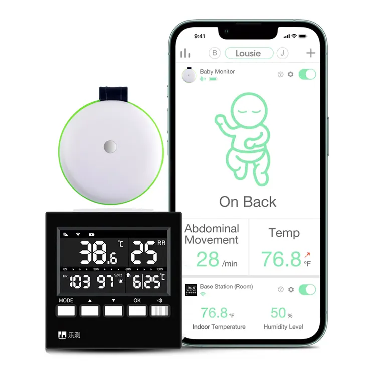 Nessuna sensazione di indossare Mini Bt Smart Baby che respira il Monitor della temperatura cardiaca del sonno con allarme febbre