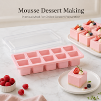 Moule à pâtisserie en silicone alimentaire avec couvercle, plateau carré à 10 cavités pour mini-gâteaux, mousses, gelées, fournitures de boulangerie en gros