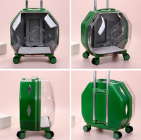 Chariot pour animaux de compagnie Transparent Pet Pull Rod Box Travel Case Pet Trolley Carrier avec roues