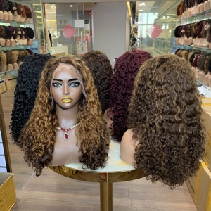 Perruque en cheveux naturels vietnamiens, perruques de luxe bouclées de 18 pouces, perruques frontales en dentelle 13x4 pour femmes noires - Product Image 1