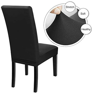 Black Spandex Stretch <strong>Chair</strong> Slipcover <strong>6</strong>-<strong>Seater</strong> Universal Removable Washable <strong>Dining</strong> <strong>Chair</strong> <strong>Cover</strong> Houss De Chaise - Product Image 3