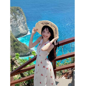 Vestido de Gasa con Estampado de Leopardo y Cuello Halter, Cintura Natural, Espalda Descubierta, Largo, de Secado Rápido, para Mujer - Product Image 3