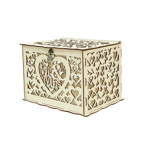 Wooden Laser Engraved Hollow <b>Wedding</b> <b>Card</b> <b>Box</b> Rectangle 22 In Standing Type Gift <b>Box</b> For <b>Wedding</b> - Product Image 5