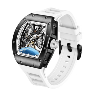 Hot Selling 2025 Hollow Out Automatic <b>Watch</b> Sports Barrel Shaped <b>Mechanical</b> Movement Silicone Strap 5 ATM Waterproof Men <b>Watches</b> - Product Image 4