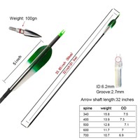 Arc et flèches de chasse professionnels pour le tir à l'arc, flèches en carbone ID6.2mm, Spine340/400/500/600/700, plumes de dinde 5 pouces