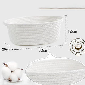 Geflochtener Geschenkkorb Kleiner Baumwollkordel-Korb Seil-Aufbewahrungsbox mit Griffen & Schleifenband - Product Image 2