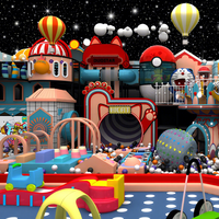 Aire de jeux intérieure à thème de dessin animé Dream Town Hanlin, château gonflable avec toboggan et piscine à balles, certifiée CE pour 200 enfants, idéale pour les centres commerciaux