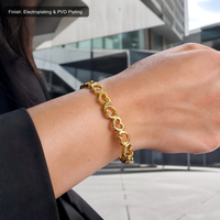 Bracelet jonc en acier inoxydable plaqué or 18 carats avec maillons en forme de cœur, fermoir articulé, bijou mignon pour femmes et filles, ne ternit pas