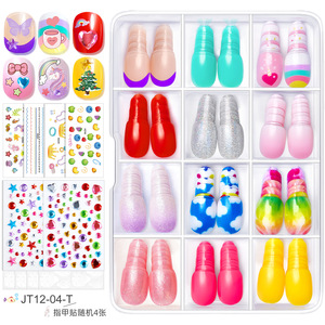 Lot de 288 kits de nail art DIY pour enfants, 12 styles, <span class=keywords><strong>faux</strong></span> <span class=keywords><strong>ongles</strong></span> pour enfants avec autocollants et strass, ensemble d'<span class=keywords><strong>ongles</strong></span> à presser pour filles - Product Image 4