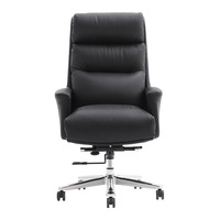 Chaise de bureau ergonomique pivotante en cuir avec dossier haut, soutien lombaire, base à cinq branches, mobilier de bureau moderne, pour cadres, à roulettes