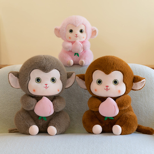 En gros, Peluches mignonnes singe tenant une pêche, <span class=keywords><strong>3</strong></span> couleurs, pour machine à griffes, cadeaux d'anniversaire pour enfants et décoration intérieure - Product Image 4