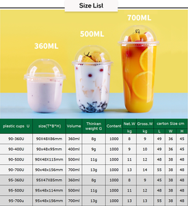 Bicchieri in PP da 500ml con Pellicola Interna, Logo Personalizzato, Forma a U, Bicchieri di Plastica Usa e Getta <span class=keywords><strong>per</strong></span> Tè al <span class=keywords><strong>Latte</strong></span> - Product Image 3