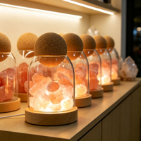 Diffuseur d'arômes en cristal multicolore, ornement en pierre, cloche en verre créative avec veilleuse LED, décoration d'intérieur pour huiles essentielles, artisanat