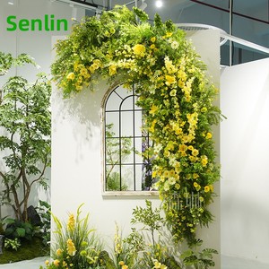 Décoration d'angle intérieure personnalisée en rotin hybride et fleurs artificielles, style forêt, pour vitrine murale et aménagement paysager végétal - Product Image 2