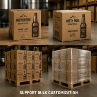 Boîtes d'expédition auto-érectables écologiques personnalisées pour bouteilles de vin et de bière, en carton ondulé biodégradable avec logo pour artisanat
