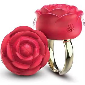 Jouet personnel de pétale de rose de vibrateur de téton de clitoris en vente de gros jouet sexuel d'anneau vibrant de doigt ouvert de 10 modes pour couple de femmes - Product Image 1