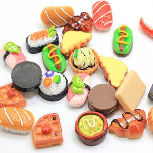 Pendientes asimétricos de resina de salmón para mujer y niña, aretes colgantes de comida, bolas de arroz, pan, Sushi, regalo de joyería único - Product Image 1