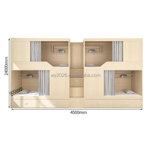 Factory Customized Modern Design Capsule <strong>Bunk</strong> <strong>Bed</strong> Solid <strong>Wood</strong> with Four Drawers for Home - Product Image 2