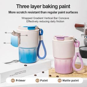 Black Custom Tumbler Stylish Gradient Insulated <b>Flask</b> Coffee Mug Portable Stainless Steel Water <b>Bottle</b> With Rope - Product Image 2