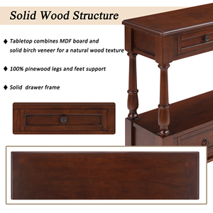 <span class=keywords><strong>Table</strong></span> console en bois massif avec 6 tiroirs et étagère, <span class=keywords><strong>table</strong></span> <span class=keywords><strong>de</strong></span> <span class=keywords><strong>salon</strong></span> vintage en bois à 2 niveaux <span class=keywords><strong>de</strong></span> 54 pouces pour <span class=keywords><strong>salon</strong></span>, couloir, entrée - Product Image 2